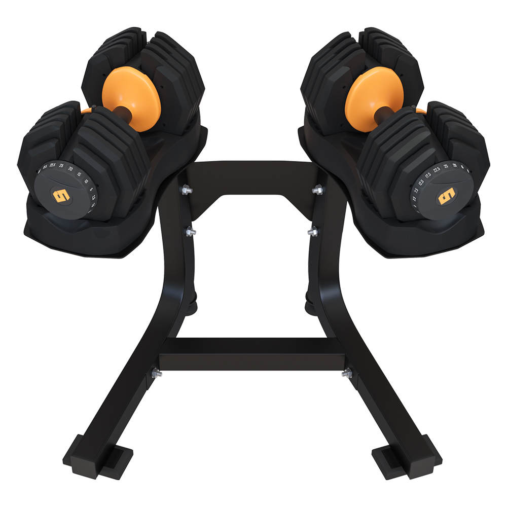 PAIR of ADJUSTABLE DUMBBELLS 25kg Weights Unisex WITH STAND